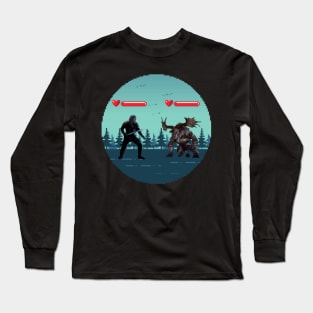 Fighting Monsters - Pixel Art Long Sleeve T-Shirt